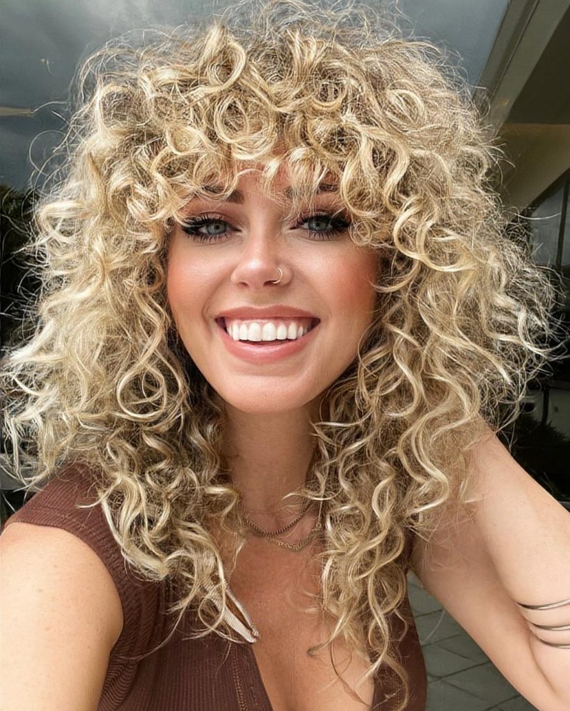 curly hair with curly bangs