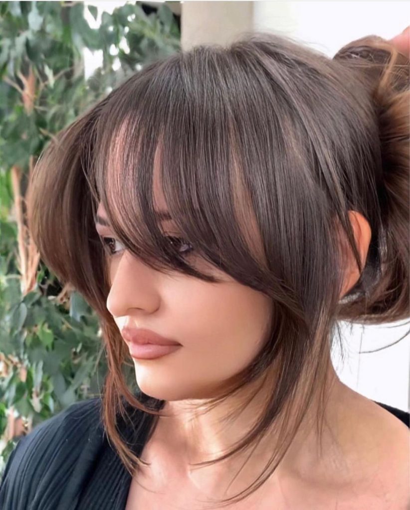 curtain bangs on updo