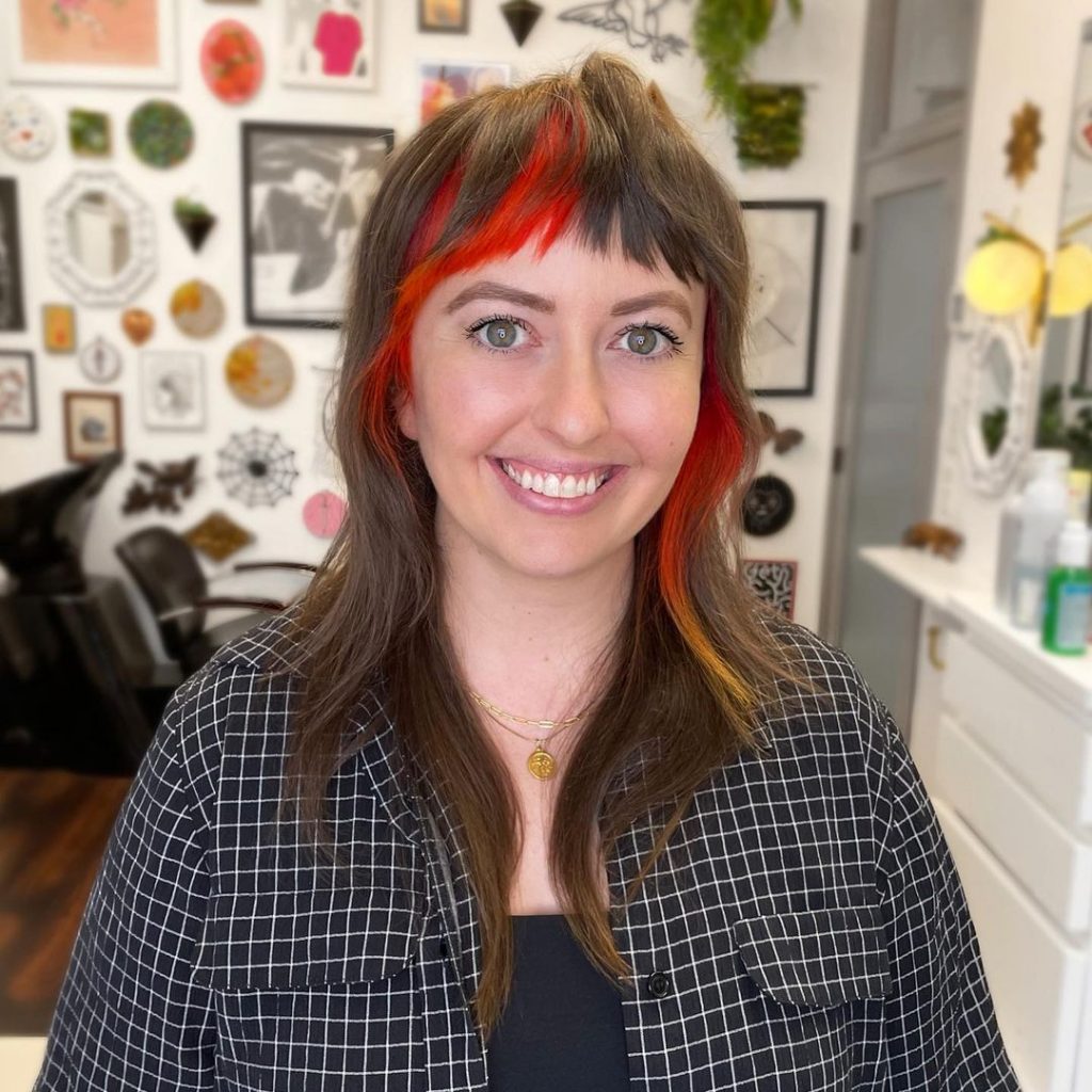 hairstyle with funky colored bangs