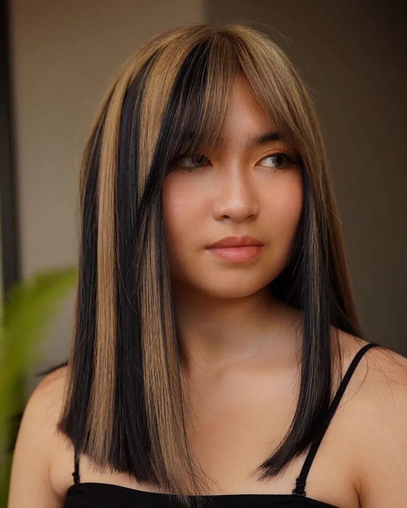long straight hair with blunt bangs
