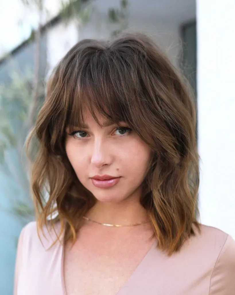 medium length with bangs for round face