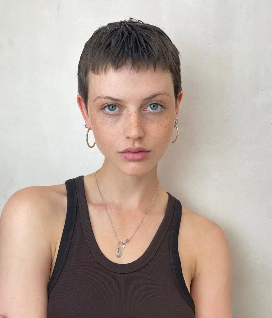 pixie cut with micro bangs