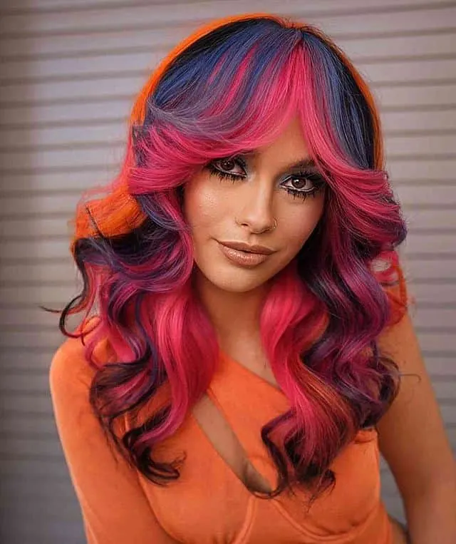 rainbow layers with bangs