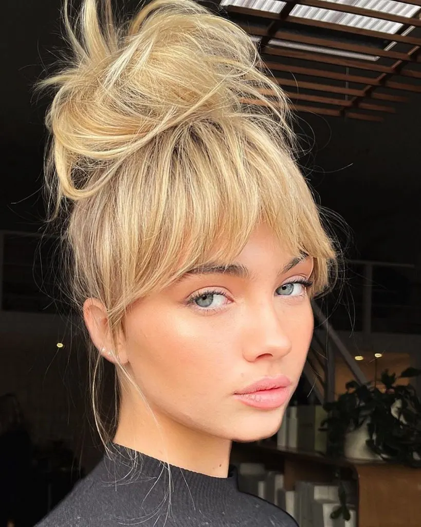topknot with bangs