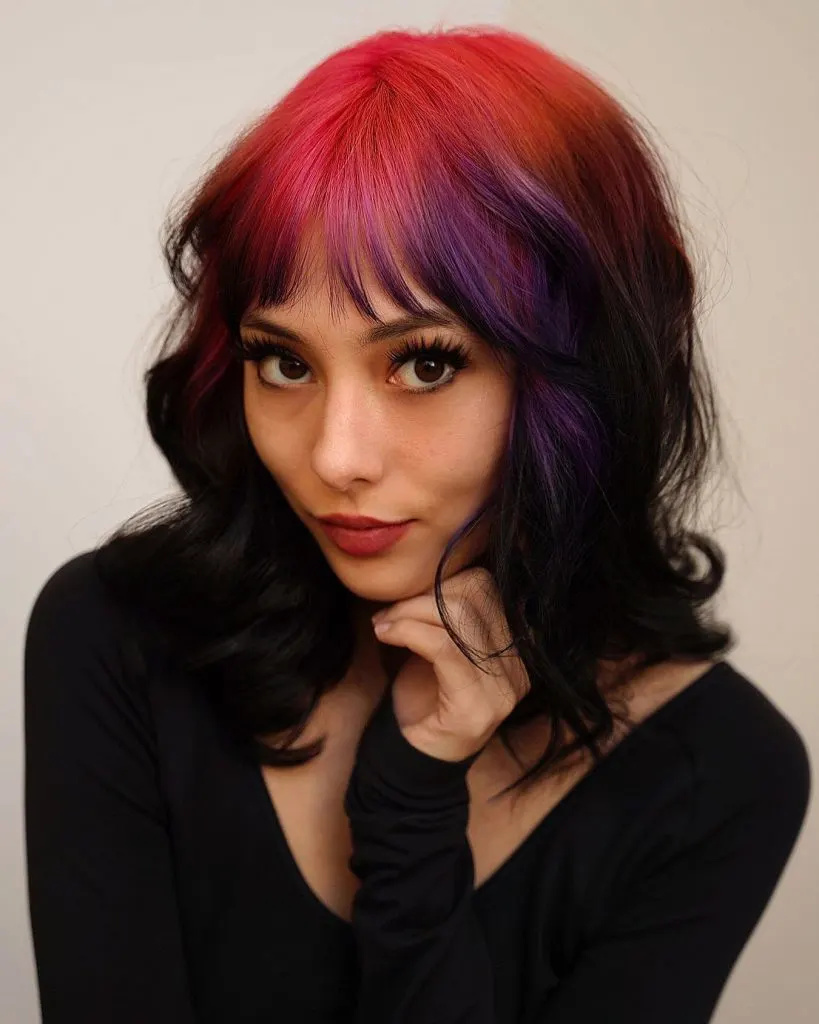 two-tone hair with short bangs