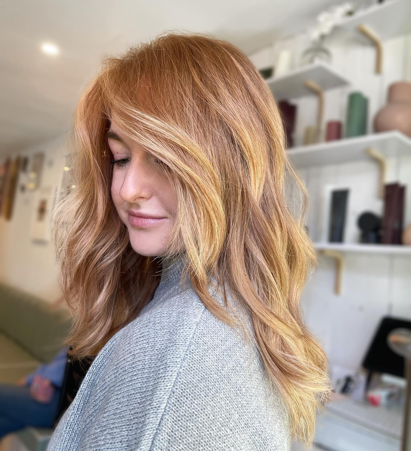 strawberry blonde with highlights