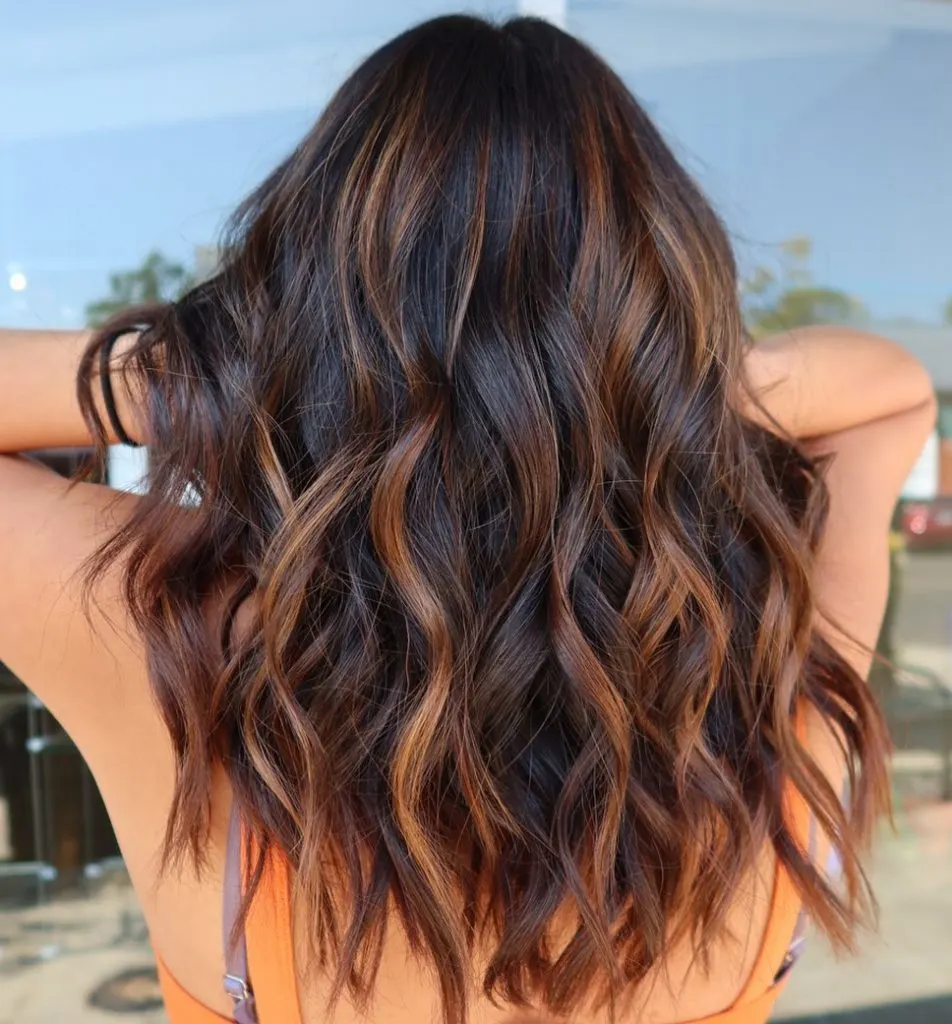 chestnut hair with spicy highlights