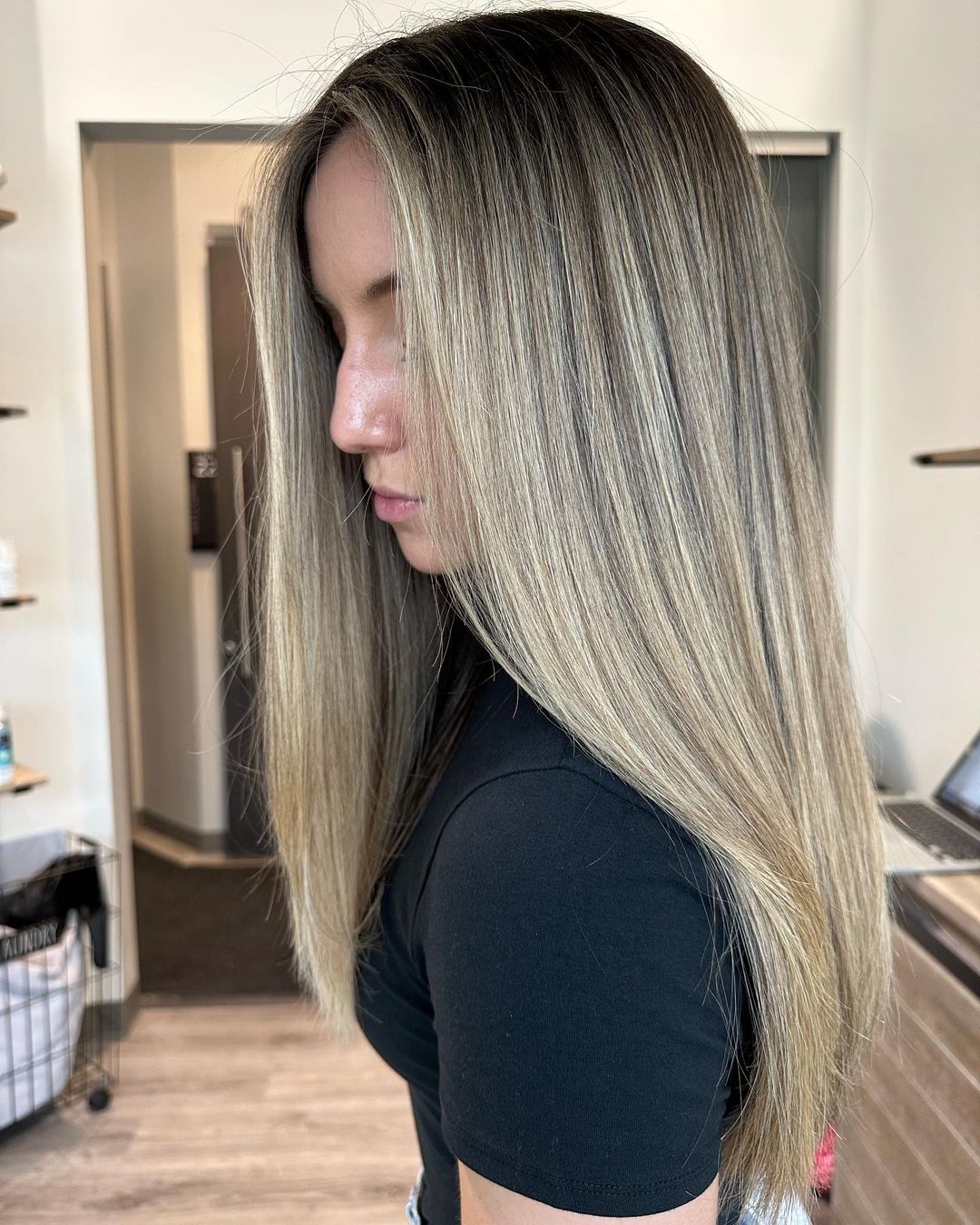 dirty blonde with platinum highlights