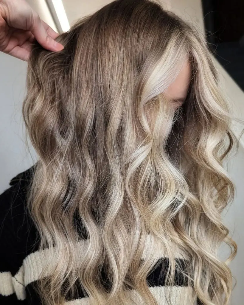 platinum balayage on light brown hair