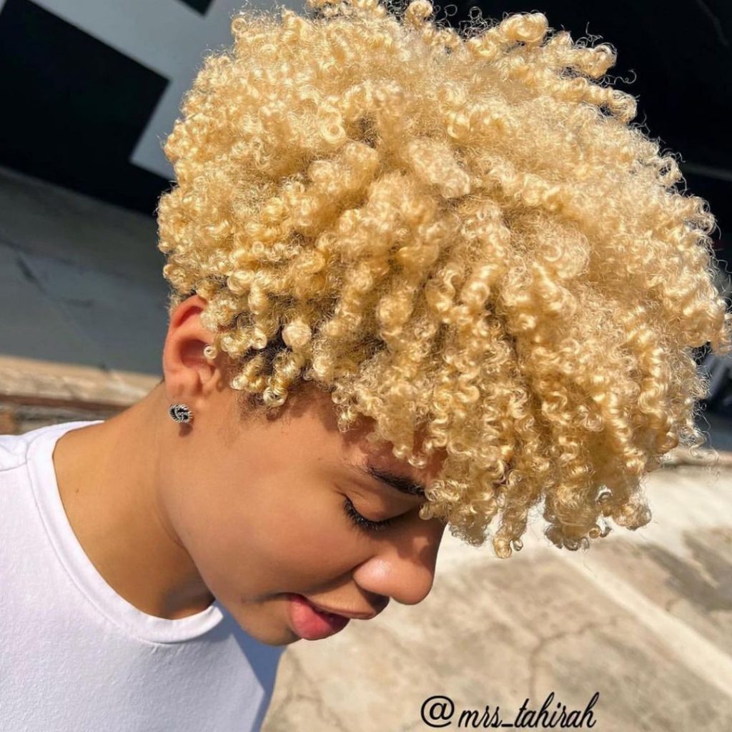 blonde afro hair