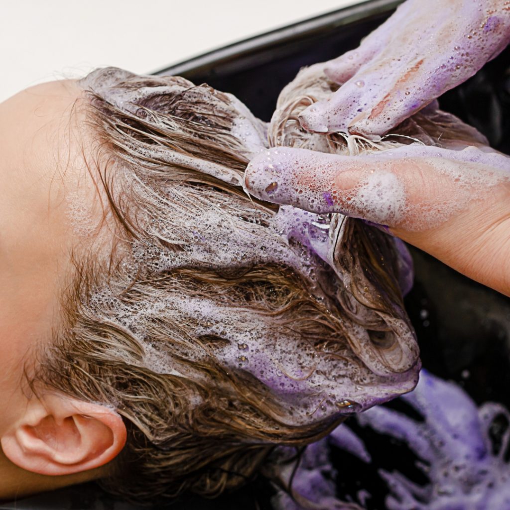 blonde hair purple shampoo