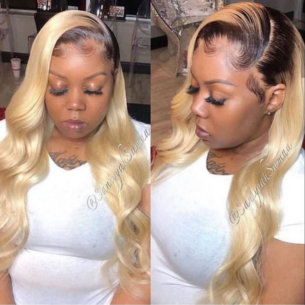 capelli biondi con radici nere per donne afroamericane
