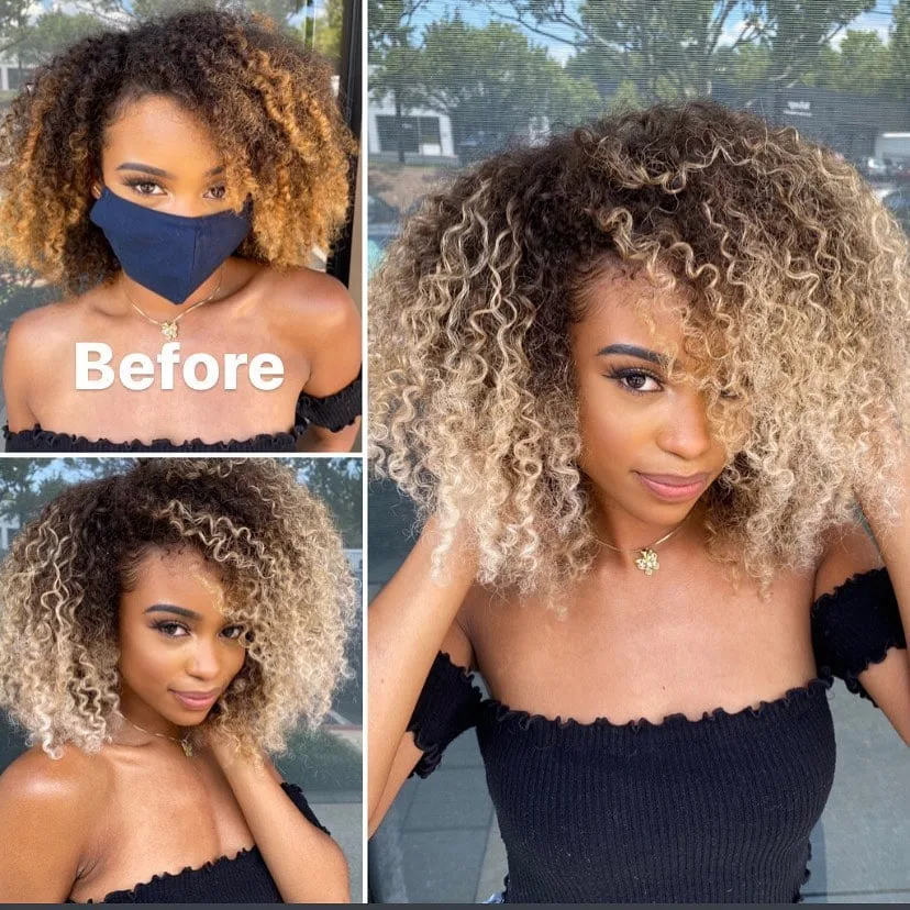 blonde ombre on afro hair