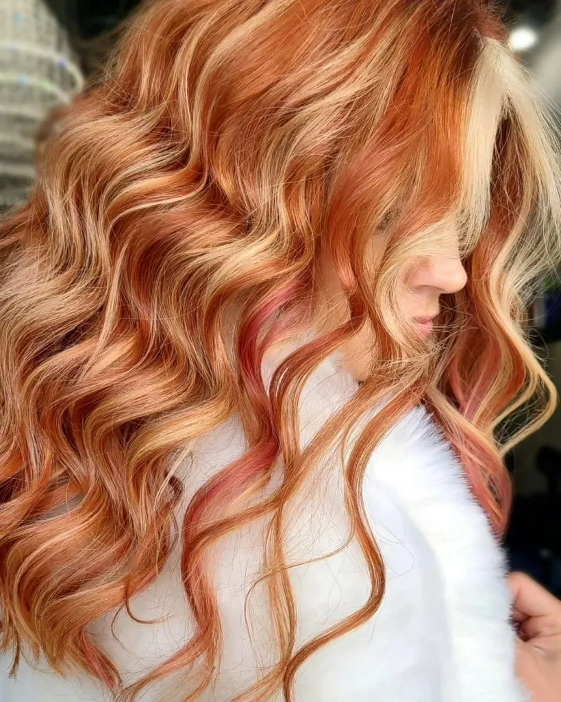 copper with pops of blonde and red