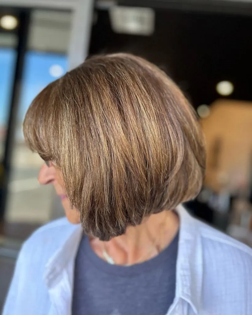honey blonde bob cut for older ladies