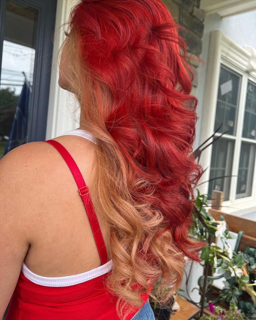 long curly red and blonde hair