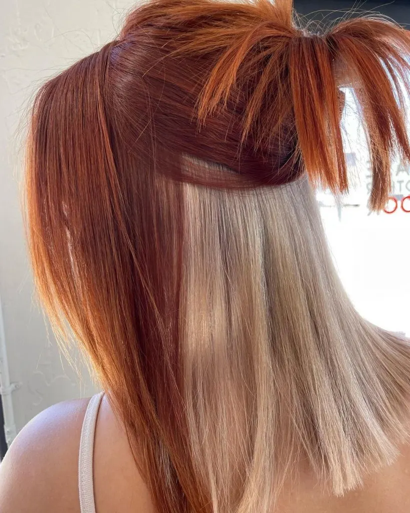 platinum blonde and copper red hair