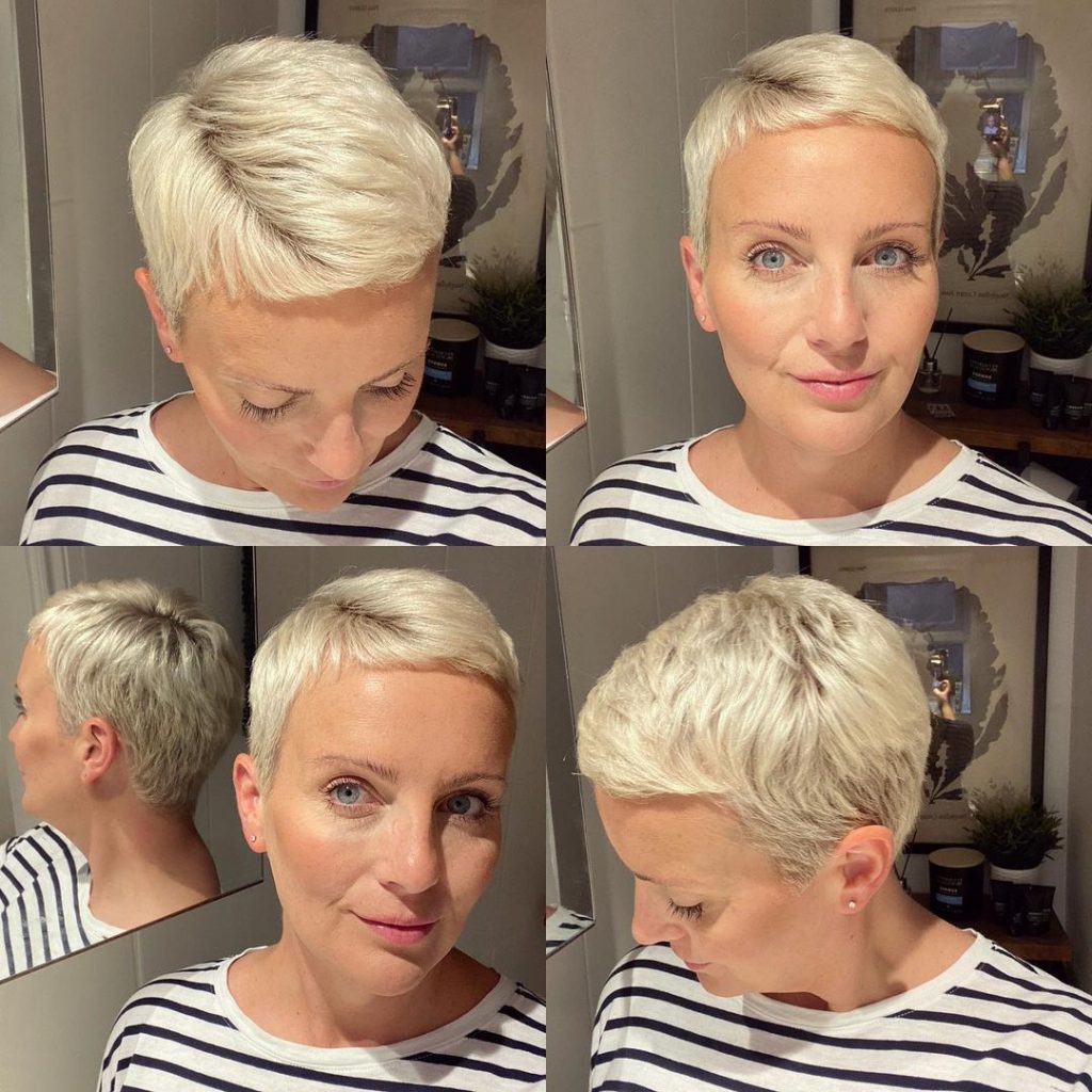 short blonde pixie cut