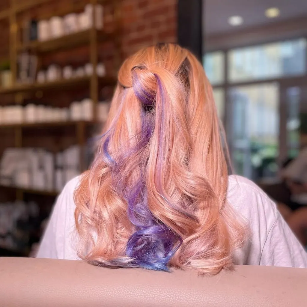 strawberry blonde hair with purple