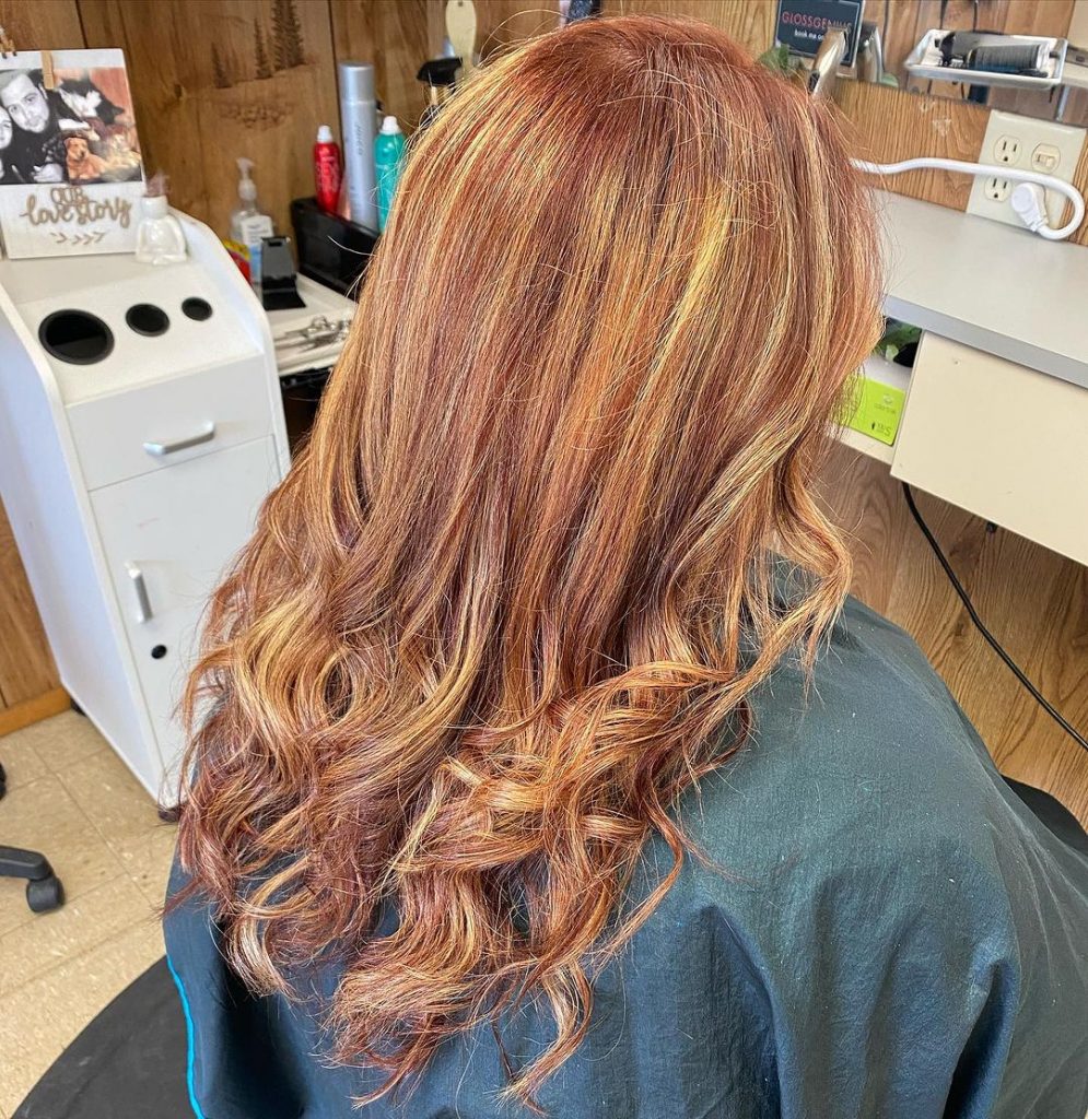 strawberry blonde hair with red tones