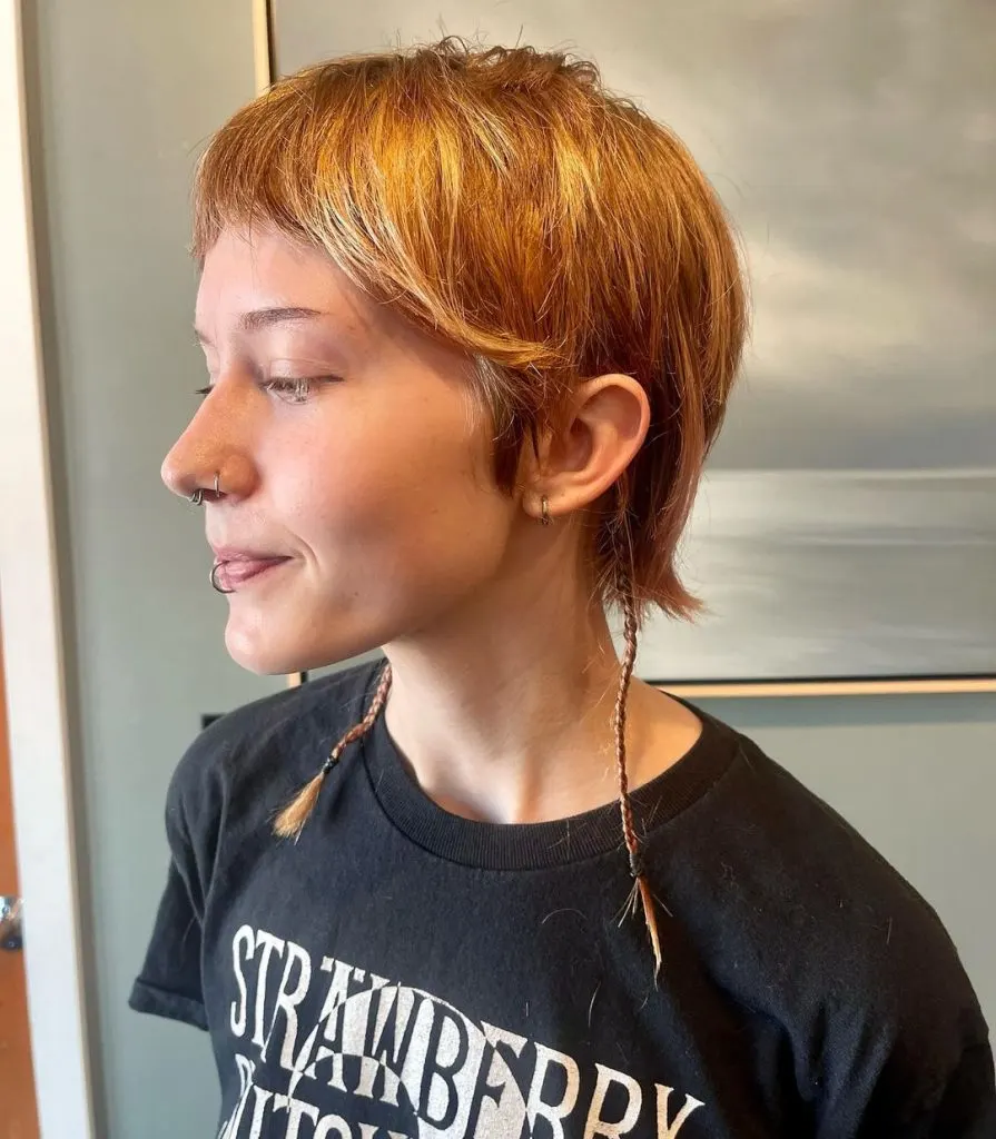 strawberry blonde pixie cut