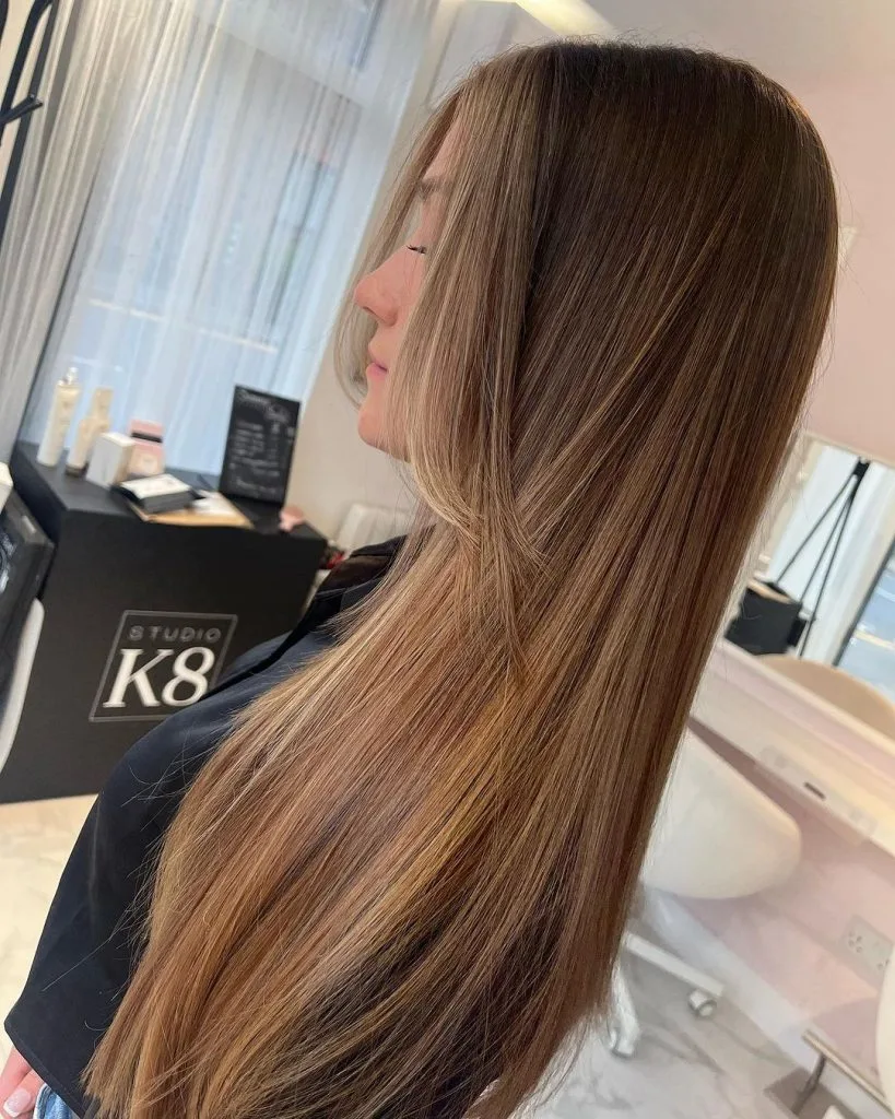 subtle caramel blonde hair