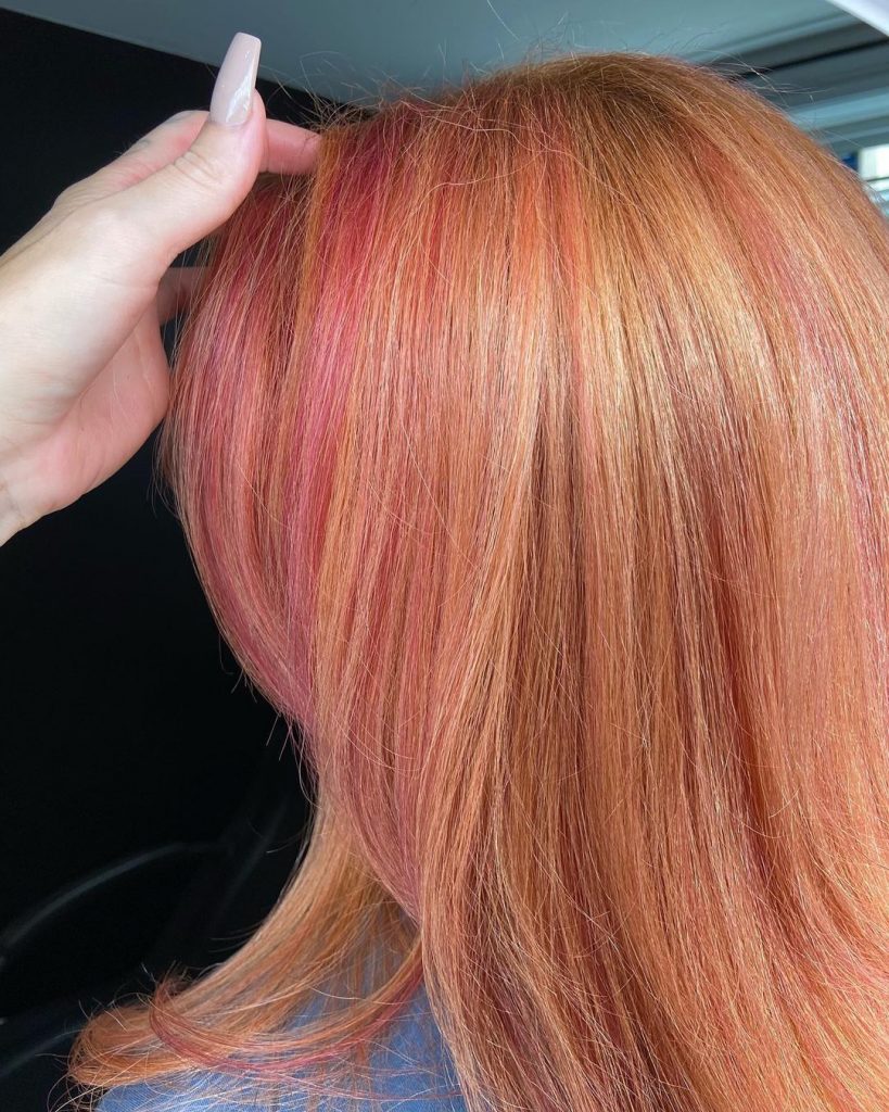 sunset strawberry blonde hair