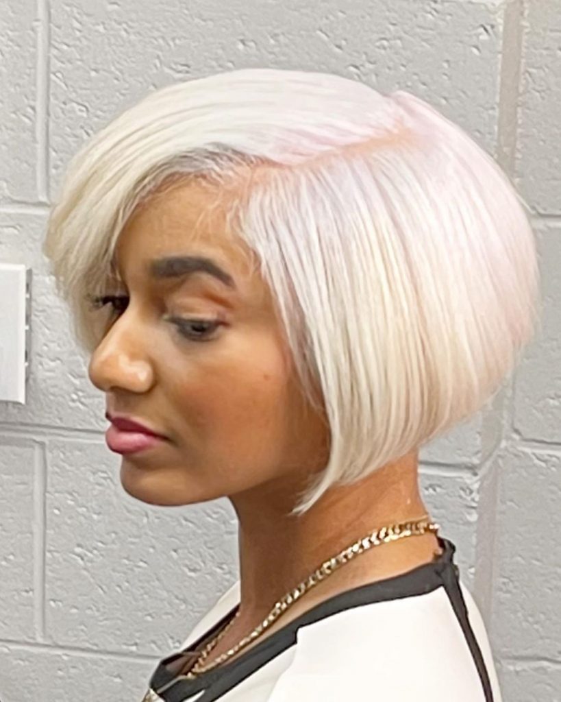 white blonde bob cut