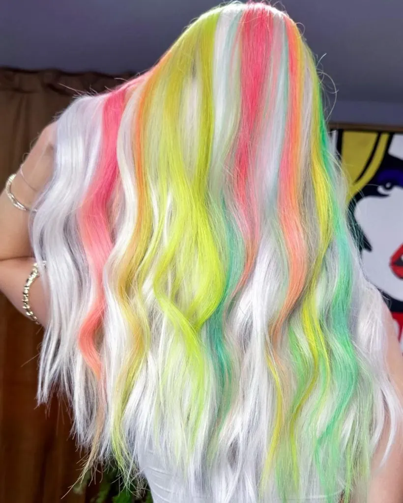 white blonde hair with funky highlights