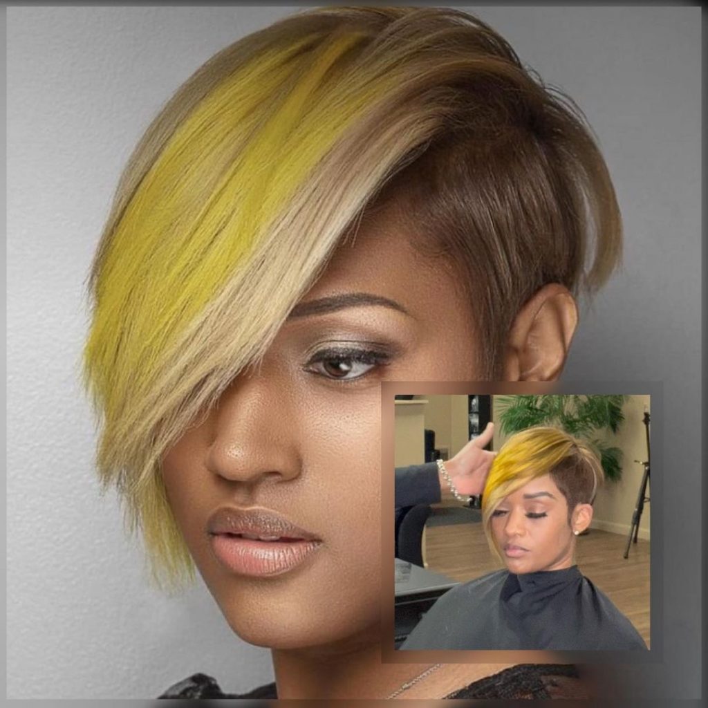 pelo rubio amarillo para las mujeres afroamericanas