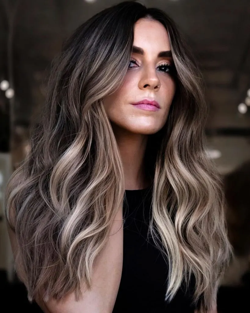 brown hair with cool blonde highlights