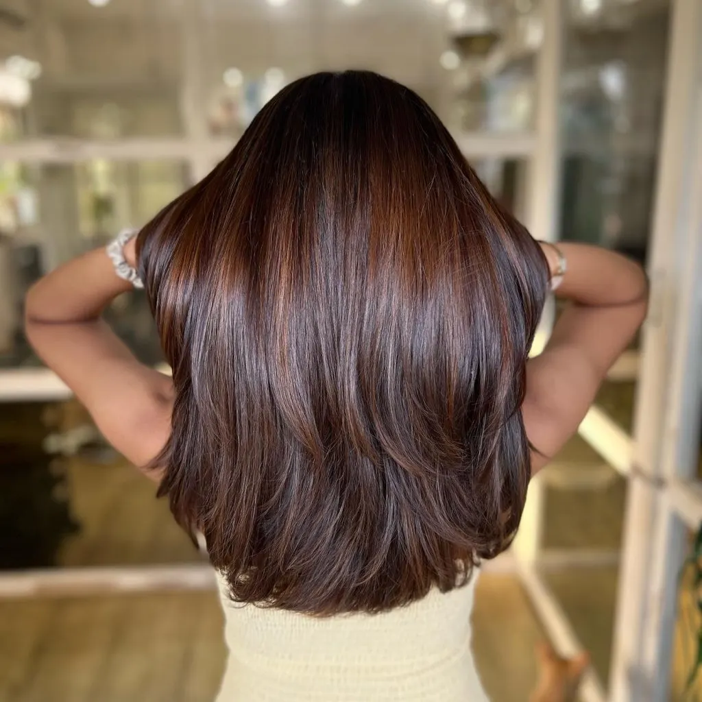 chocolate brown with caramel highlights