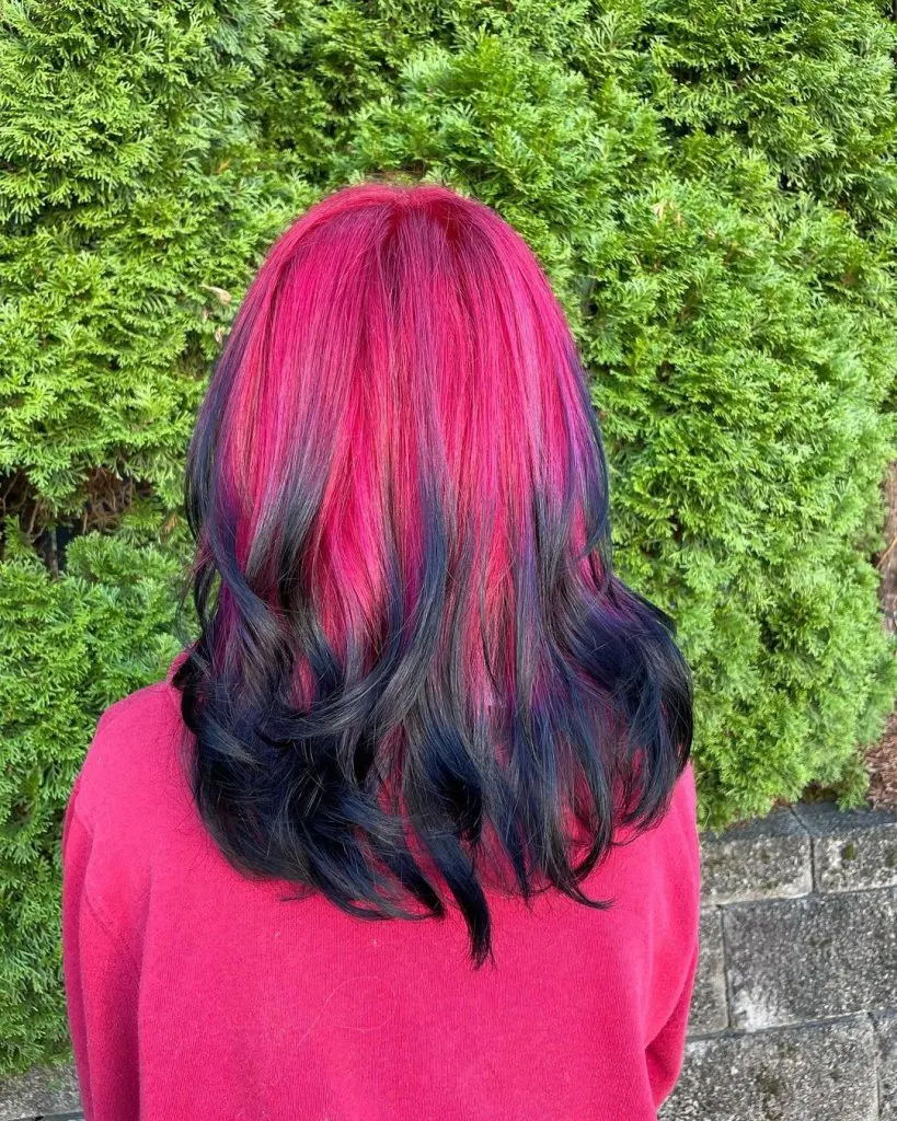 black ombre on red hair