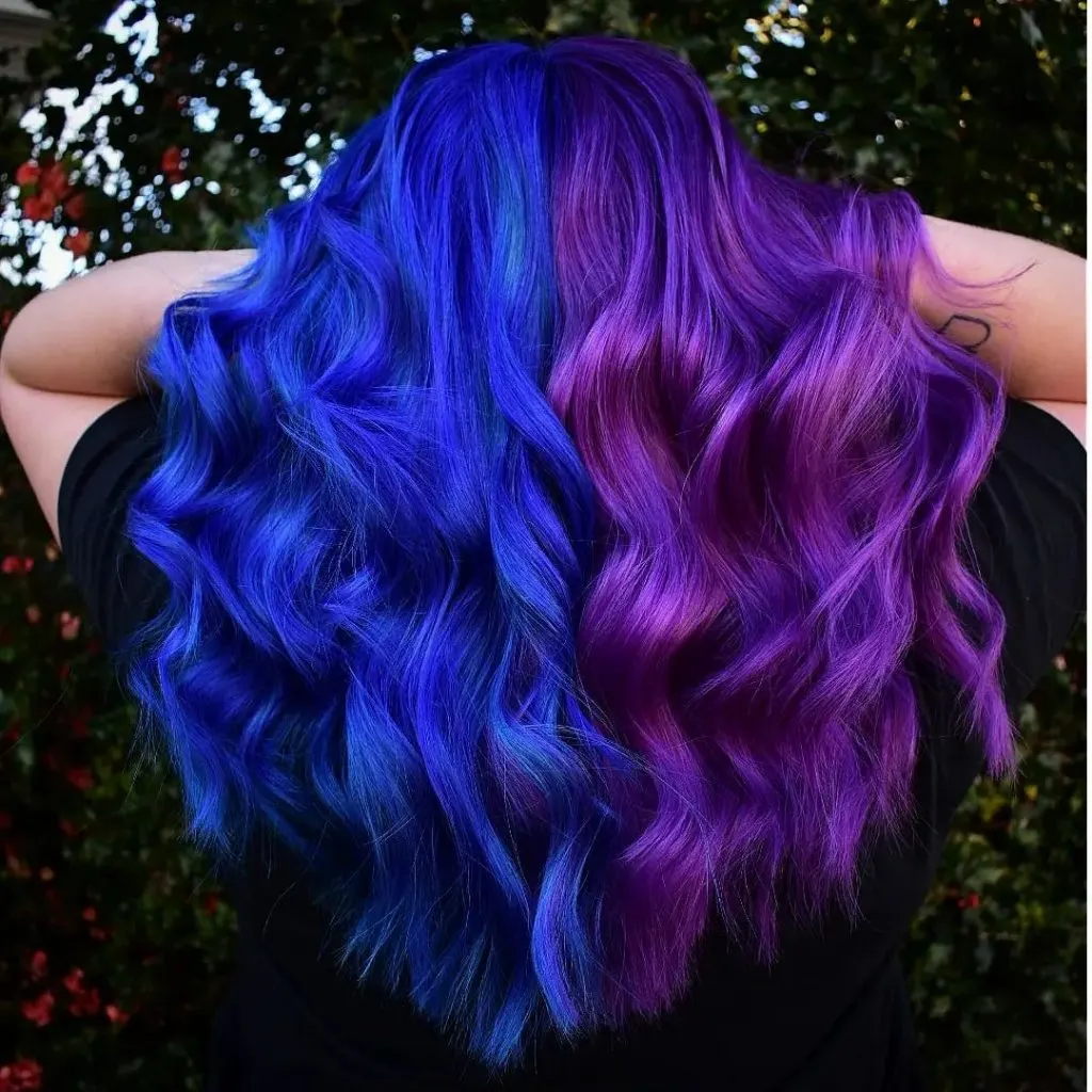 blue and purple gemini hair