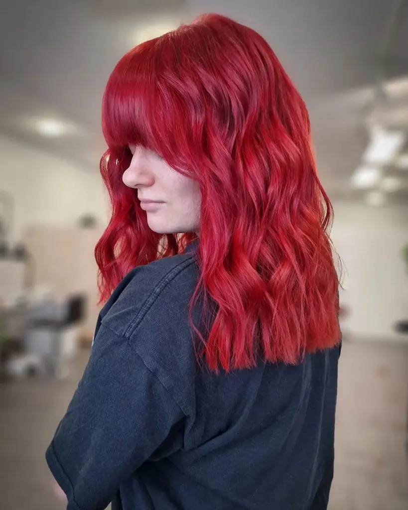 bright red hair with bangs