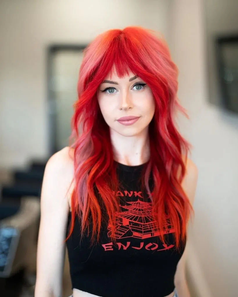 bright red wolf cut