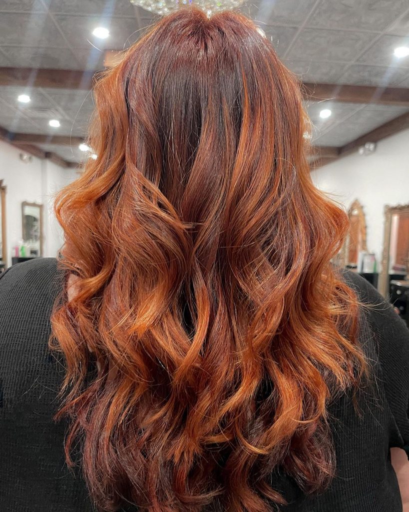 brown to red balayage