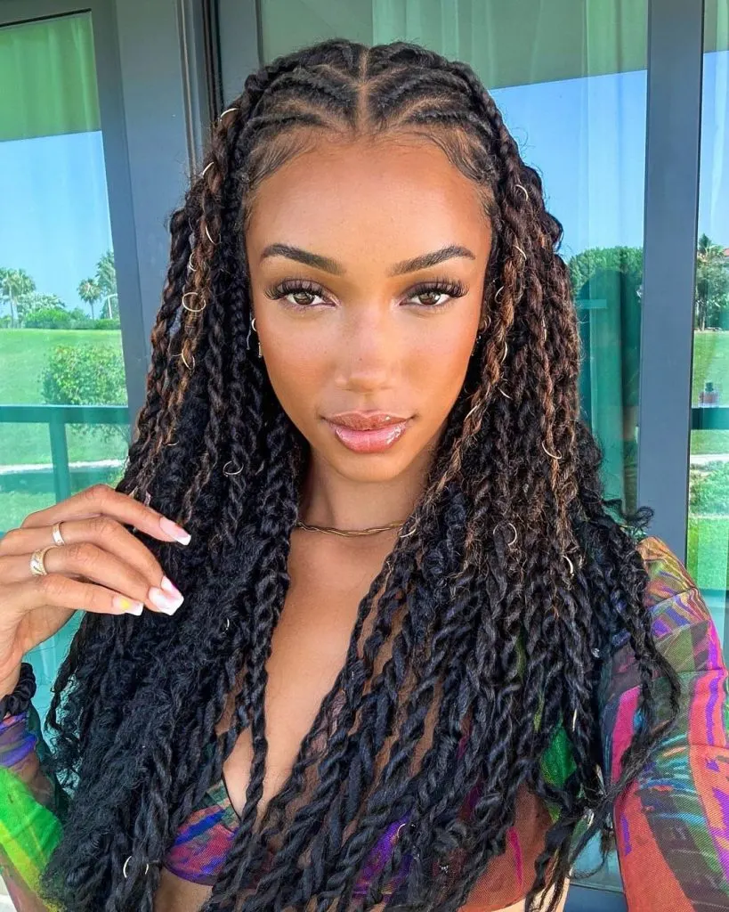 cornrows with braids for 3C curly hairstyles