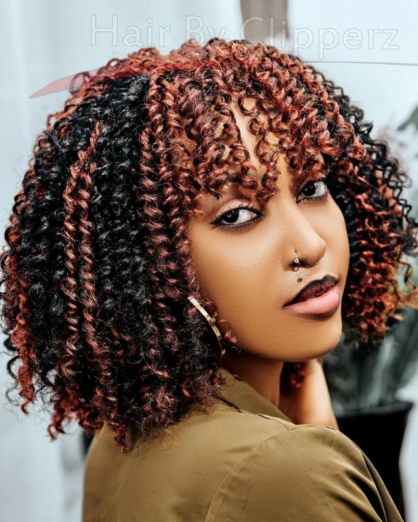 crochet curly hair with bangs
