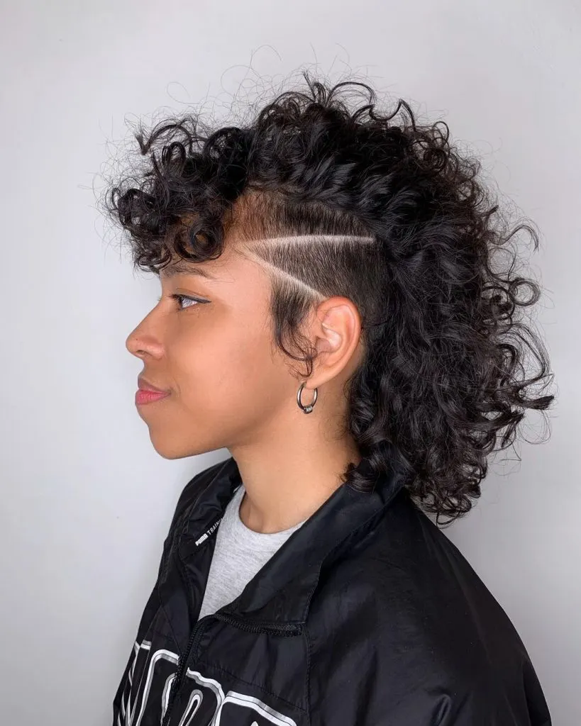 curly undercut with bangs