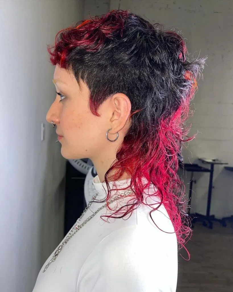 edgy red and black pixie mullet