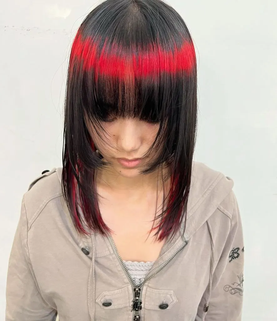 emo red and black hair