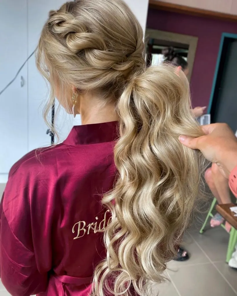 long wavy twisted ponytail hairstyle