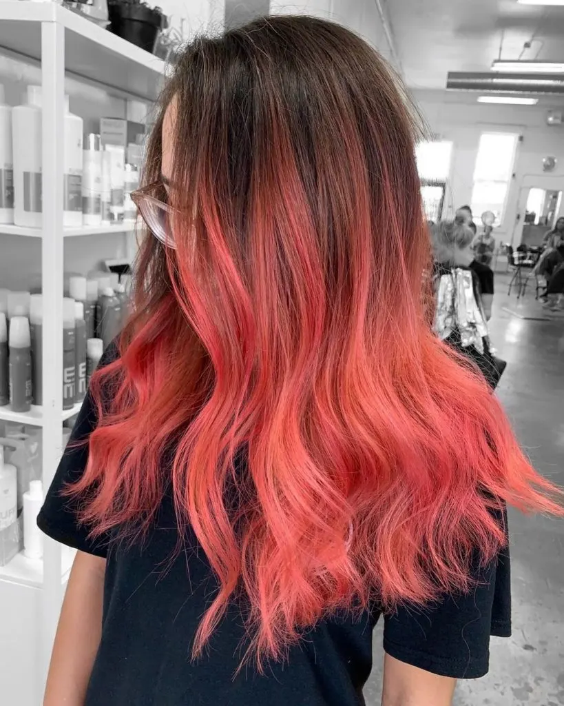 peachy red balayage