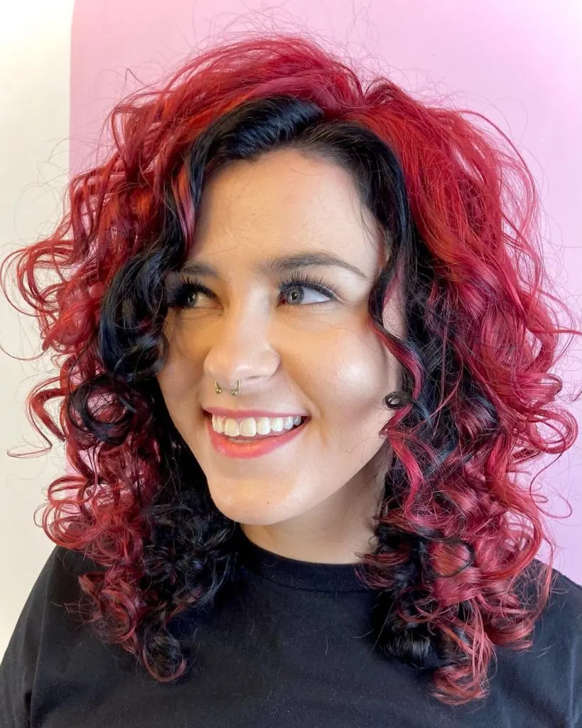 red and black curly hair