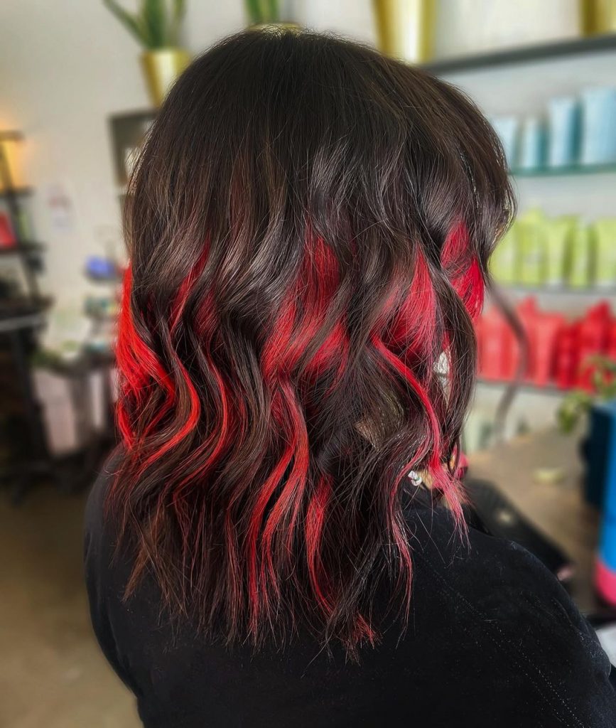 red and black peekaboo hair