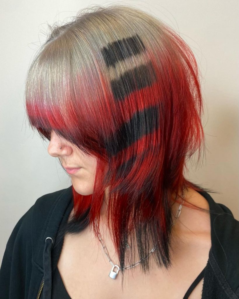 red black and silver hair