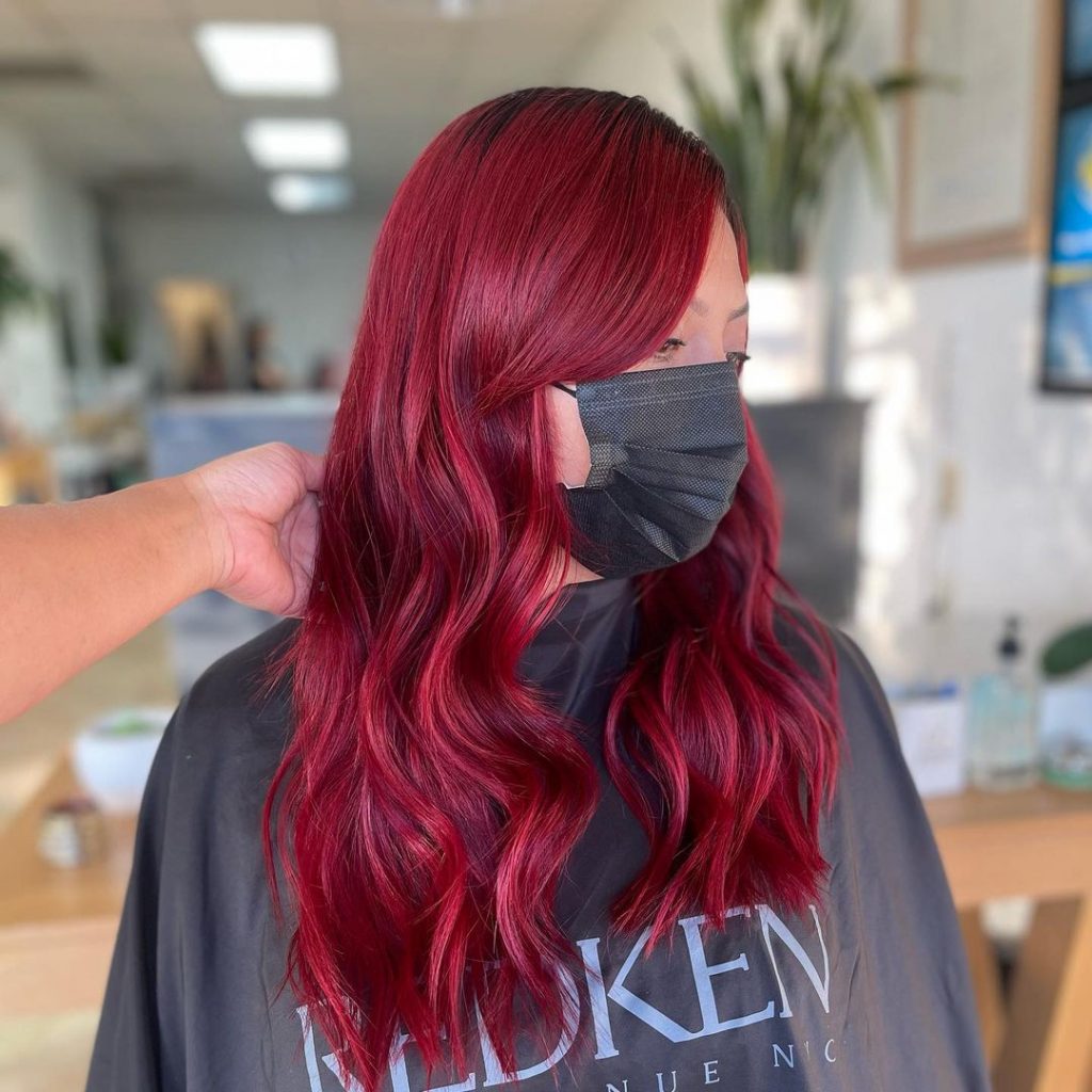 red ombre balayage