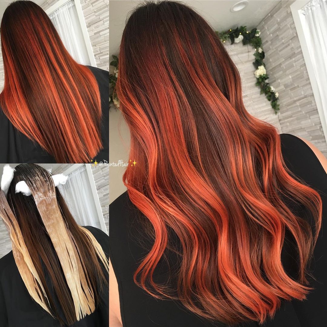 cheveux d'or épicés rouges et noirs