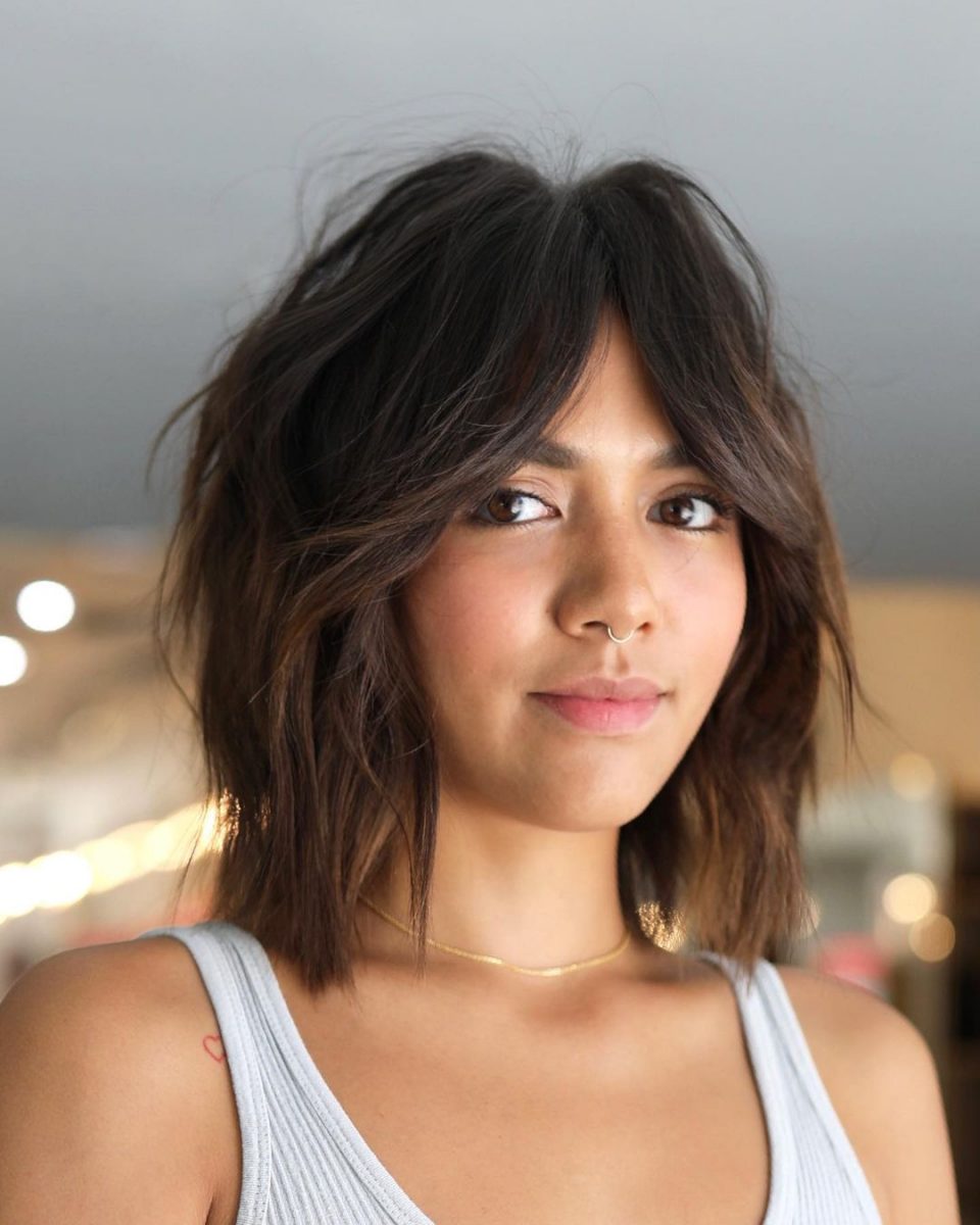 Top 40 Shoulder-Length Hairstyles With Bangs To Try In 2024